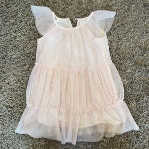 Little girls light pink (cream) dress with gold pokka dots- birthday dress